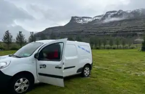 Our Kuku camper van at one of the campsites we stayed at.