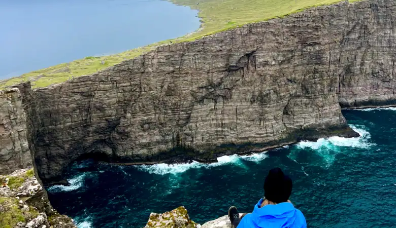 Me sitting and admiring the Traelanipa- Floating lake view.