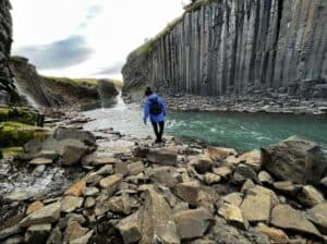 Hiking in Stuðlagil Canyon