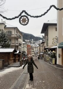 Strolling down the Christmas decorated streets in Ortisei, Dolomites. 