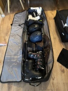 Ski bag packed up