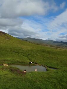 soaking at the remote hot spring called Sturlungalaug