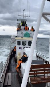 On a ship whale watching in Husavik