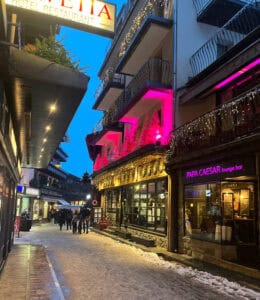 Walking the streets of Zermatt at night