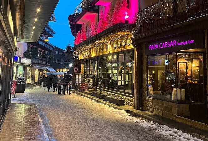 Walking the streets of Zermatt at night