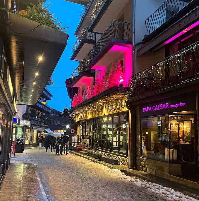 Walking the streets of Zermatt at night